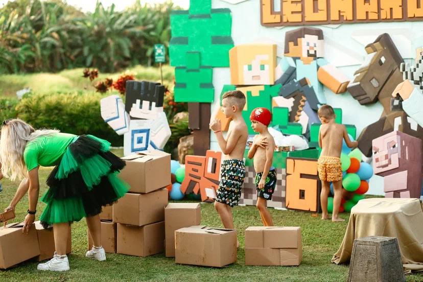 A Minecraft world we built by hand, then let them knock down — photo 3