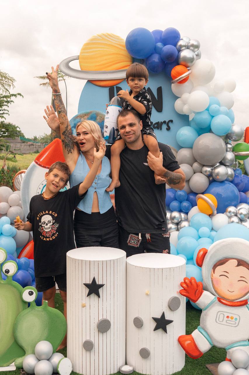 A space party the parents were pulled into — a real kids birthday party in Bali