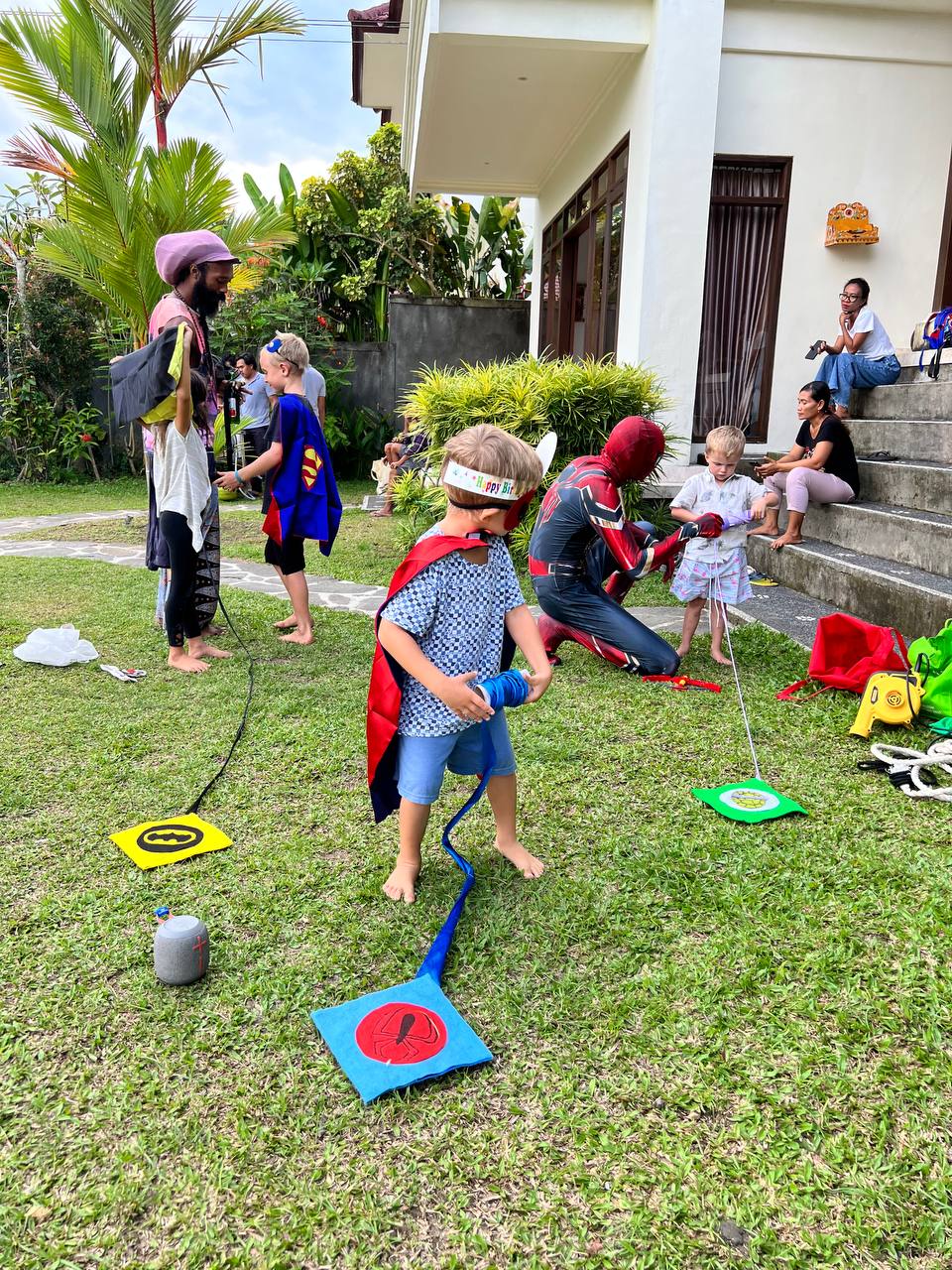 A Spiderman party where every guest arrived as somebody — a real kids birthday party in Bali